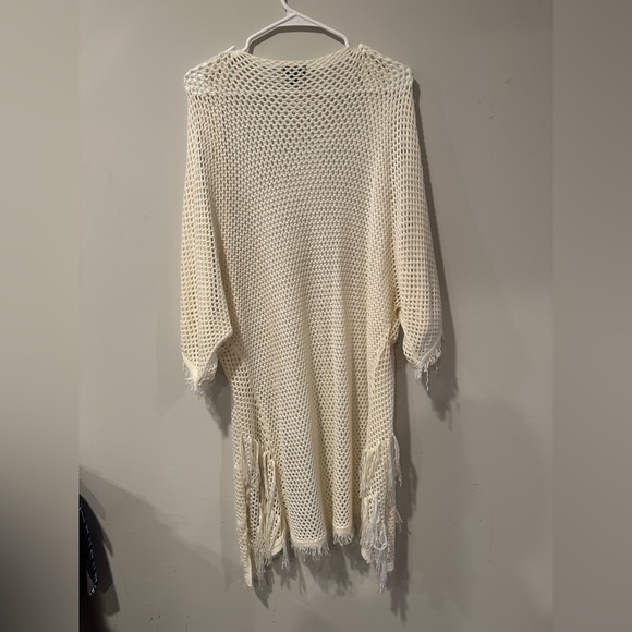 Long Ivory/Cream Colored Cardigan with Tassels - Picture 3 of 3